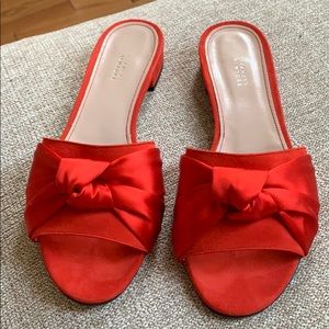 Barneys New York red satin knot sandals